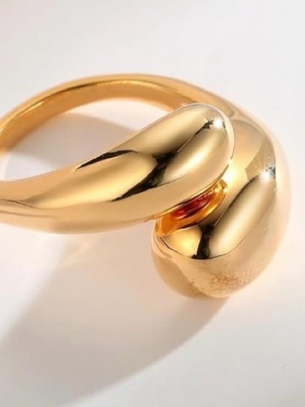 Adjustable Dome Teardrop Ring 18K Gold Plated - Picture 6 of 6